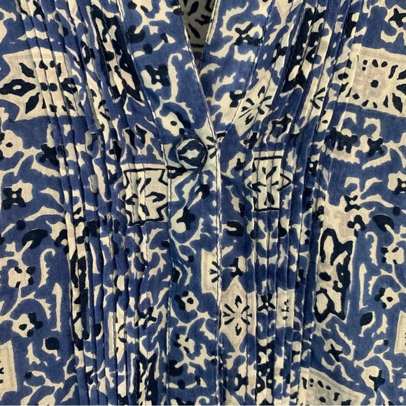 Roller Rabbit Blue White Cotton Tunic Top Small Lightweight Boho Blouse Beach - Picture 4 of 14